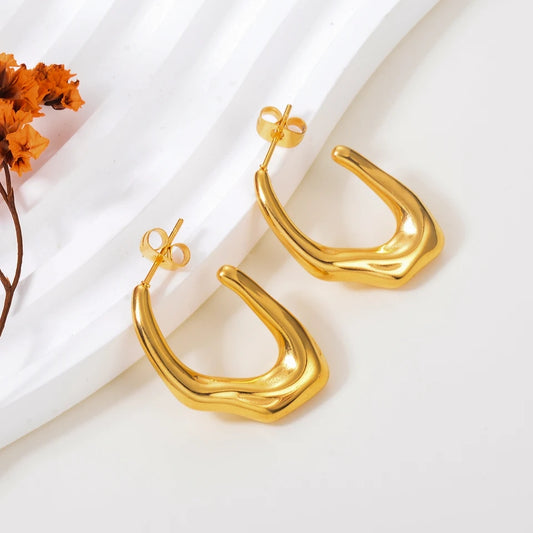 Geometric Gold Earrings-A