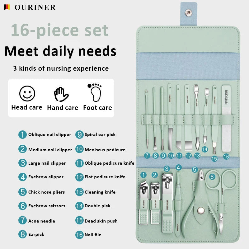 16 PCs Nail Clipper/Manicure & Pedicure Kit