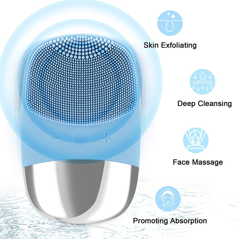 USB Rechargeable Silicone face cleaning, Electric Sonic Exfoliator Cleansing Brush