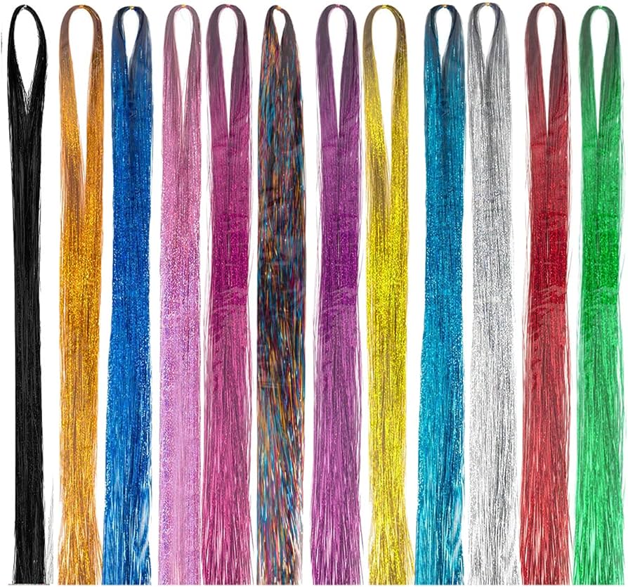 Hair Tinsel Strands Kit, Tinsel Hair Extensions, Fairy Hair Tinsel Kit for Women