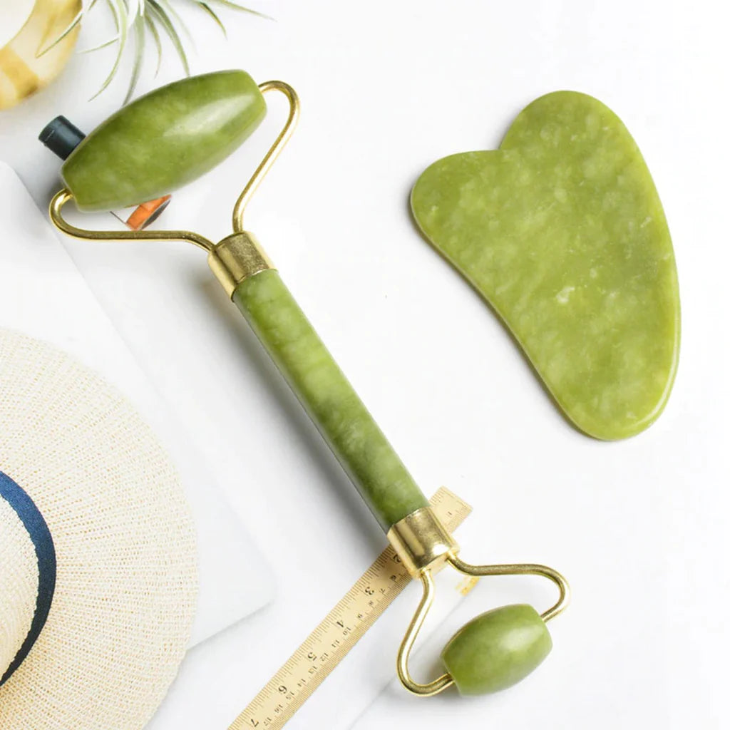 Gua Sha & Jade Roller Stone Set